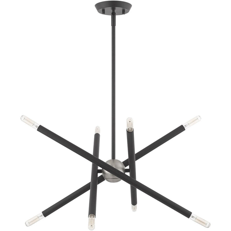 Eight Light Dimmable Chandelier With Shades - Gray