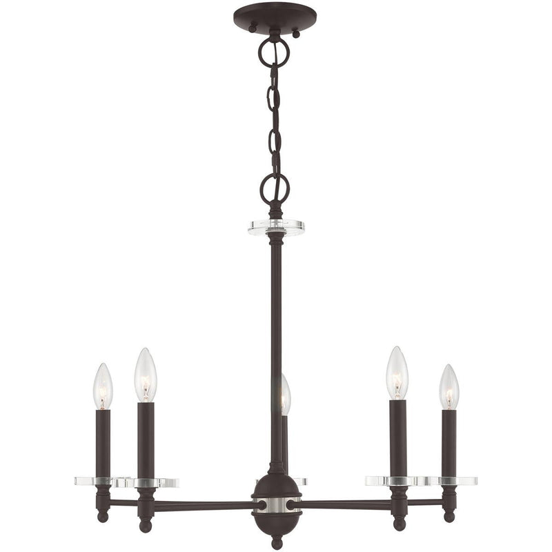 22'' Five-Light Dimmable Chandelier With Shades - Bronze