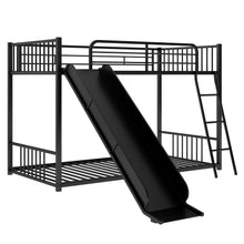 Load image into Gallery viewer, Metal Bunk Bed with Slide, Twin over Twin, Black
