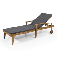 Load image into Gallery viewer, Jason - Black Chaise Lounge Adjustable Acacia Wood Outdoor Furniture
