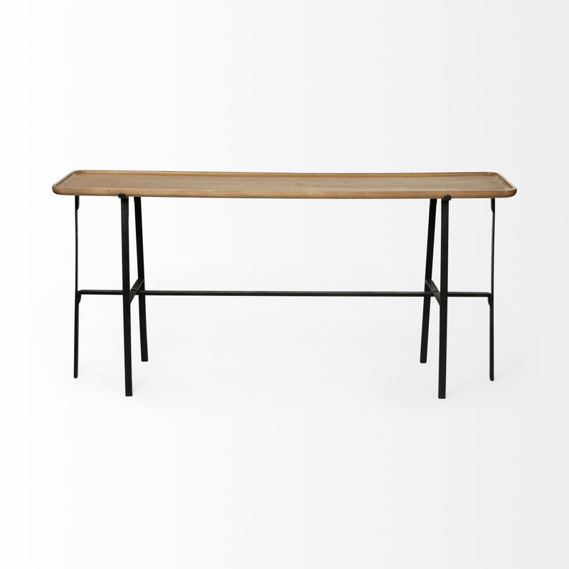 Solid Wood Trestle Console Table - Brown And Black