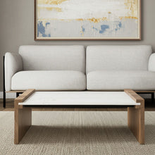 Load image into Gallery viewer, 48" Solid Wood And Genuine Marble Coffee Table - Natural And White
