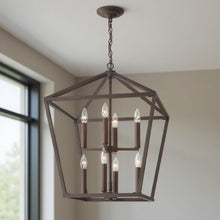 Load image into Gallery viewer, Candle Style Eight Light Metal Dimmable Chandelier - Bronze
