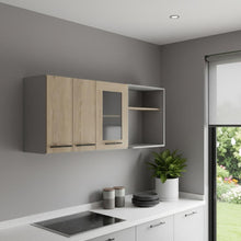 Load image into Gallery viewer, Wood Wall Mounted Accent Cabinet With Three Doors - Gray / Natural
