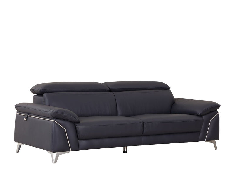 Italian Leather Sofa - Navy Blue