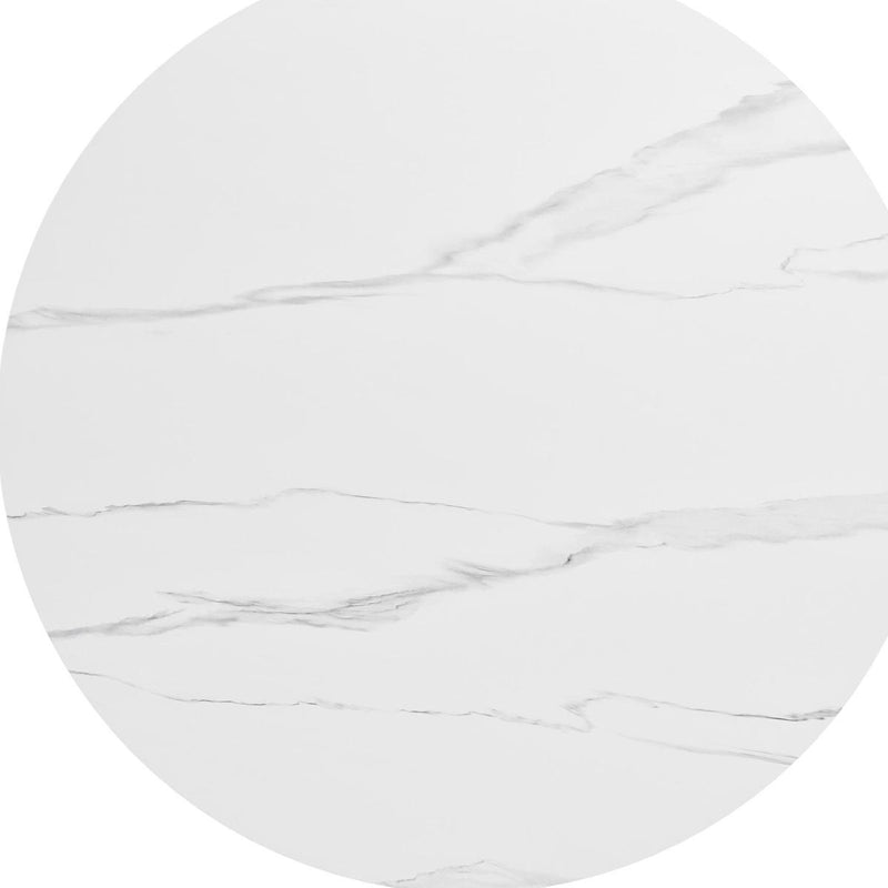Sintered Stone And Aluminum Round Top Dining Table - White