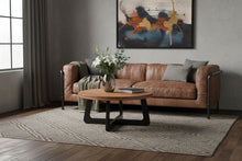 Load image into Gallery viewer, 39" Solid Wood And Iron Round Cross Legs Coffee Table - Brown And Black
