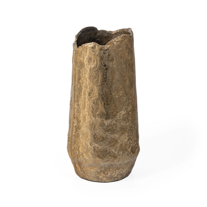 Hammered Cylinder Table Vase - Gold