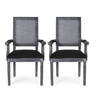 Elegant French Country Style Dining Chair With Cane Backrest