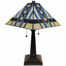Load image into Gallery viewer, Metal Two Light Candlestick Table Lamp With Blue Empire Shade - Dark Brown
