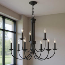Load image into Gallery viewer, Nine Light Dimmable Chandelier With Shades - Black
