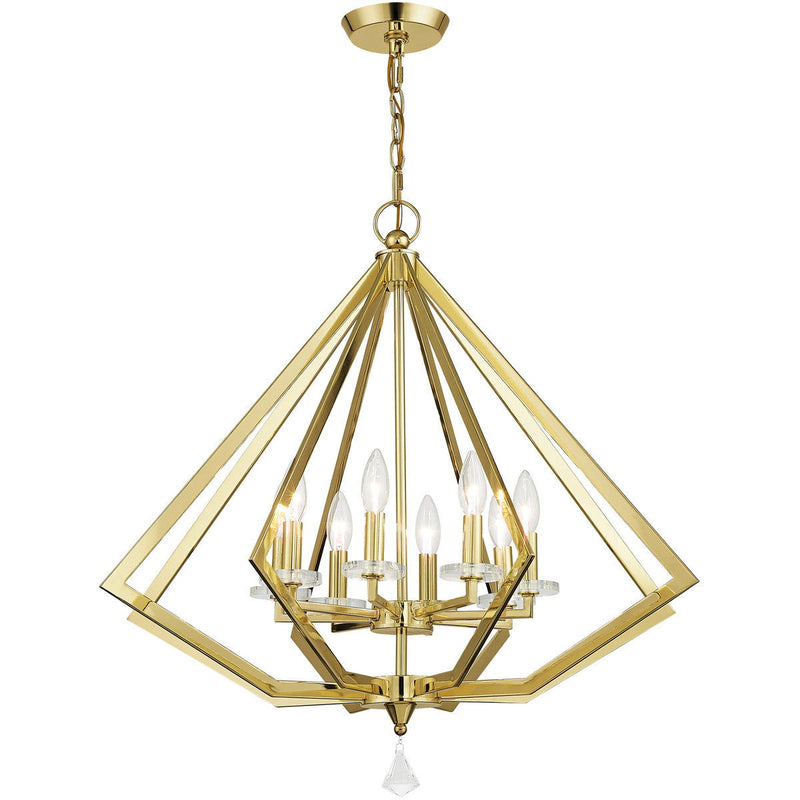 28" Eight Light Dimmable Chandelier With Shades - Brass