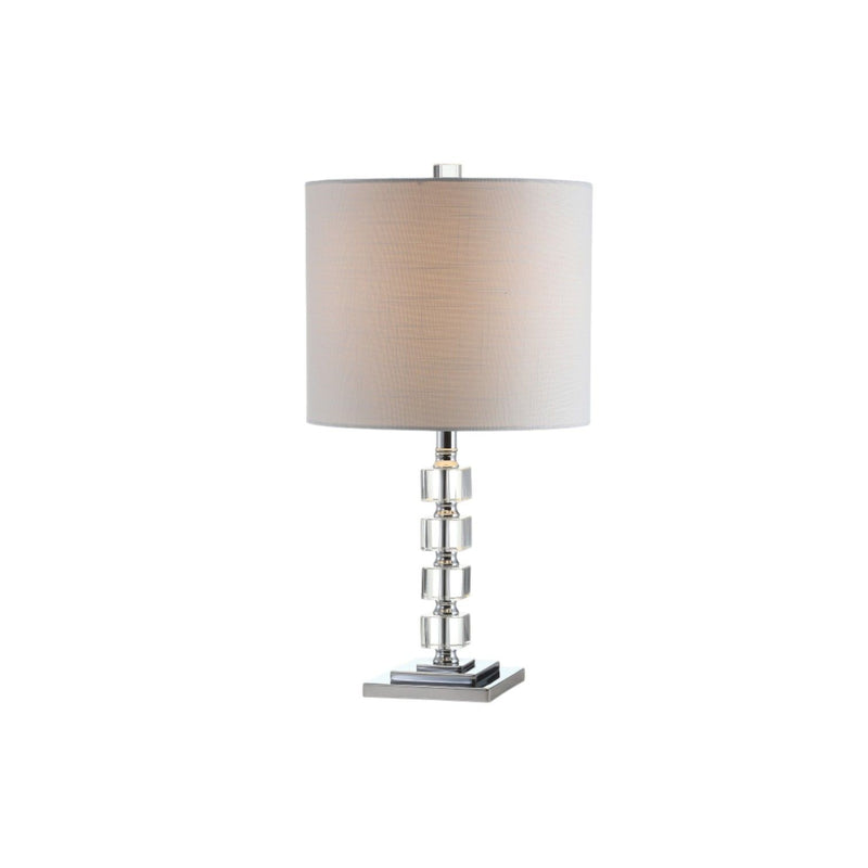 22" Bedside Lamps With Drum Shades (Set of 2) - Clear / Silver / White