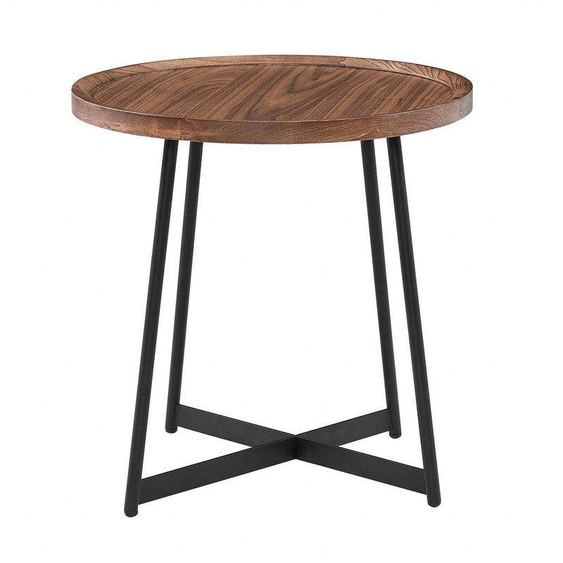 Round Side Table - American Walnut And Black