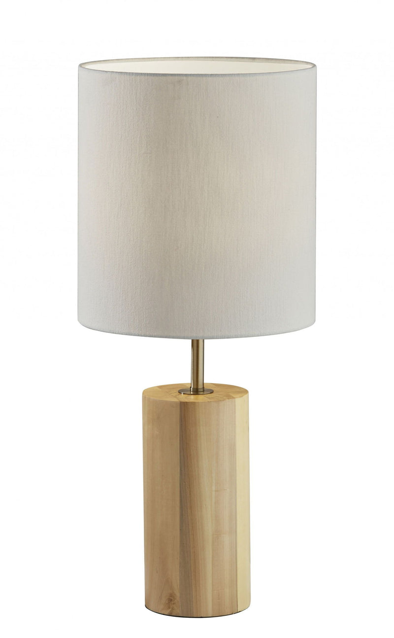 Wood Circular Block Table Lamp - Natural