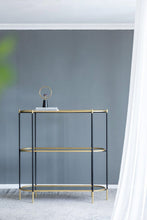 Load image into Gallery viewer, 3 Tier Metal Console Table, Mirrored Shelf - Golden Black
