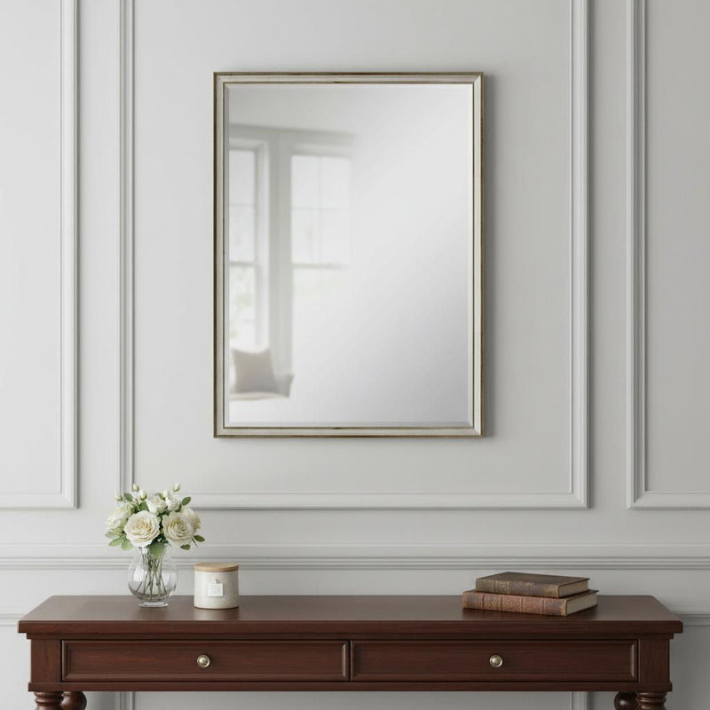 38" Wood Accent Mirror - Silver