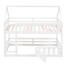 Load image into Gallery viewer, Twin over Twin House Bunk Bed with Fence and Door, White
