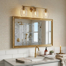 Load image into Gallery viewer, Luster - 3 Lights Vanity With Clear For Bathrooms Above Mirror Wall Lamp Satin - Clear / Gold
