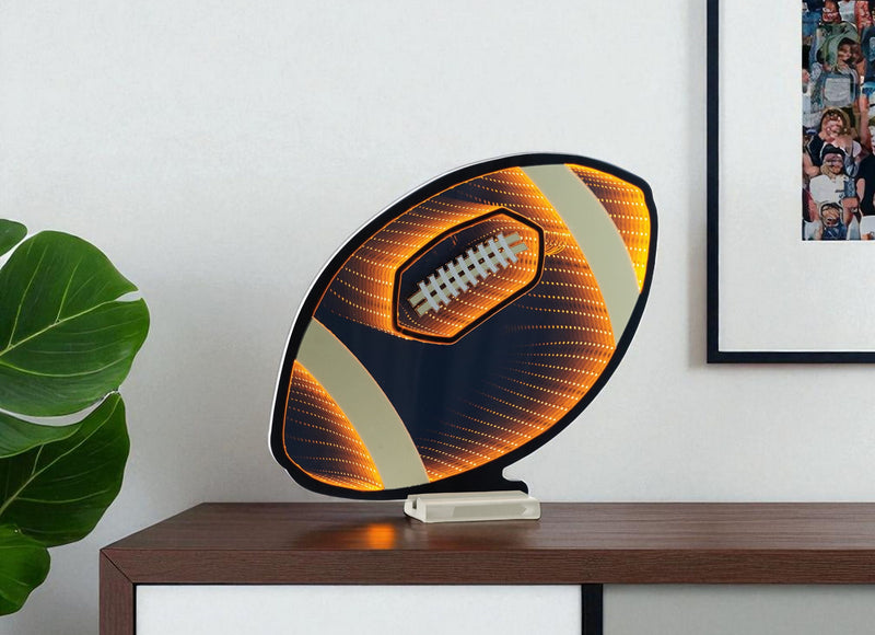 Football Tabletop Sign With LED - Black / Orange / White