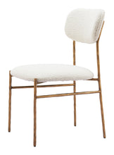 Load image into Gallery viewer, Upholstered Fabric Open Back Dining Side Chair - Cream / Brass
