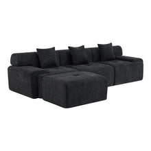 Load image into Gallery viewer, Chenille Modular Sofa Chaise With Ottoman Toss Pillows (725196) - Black
