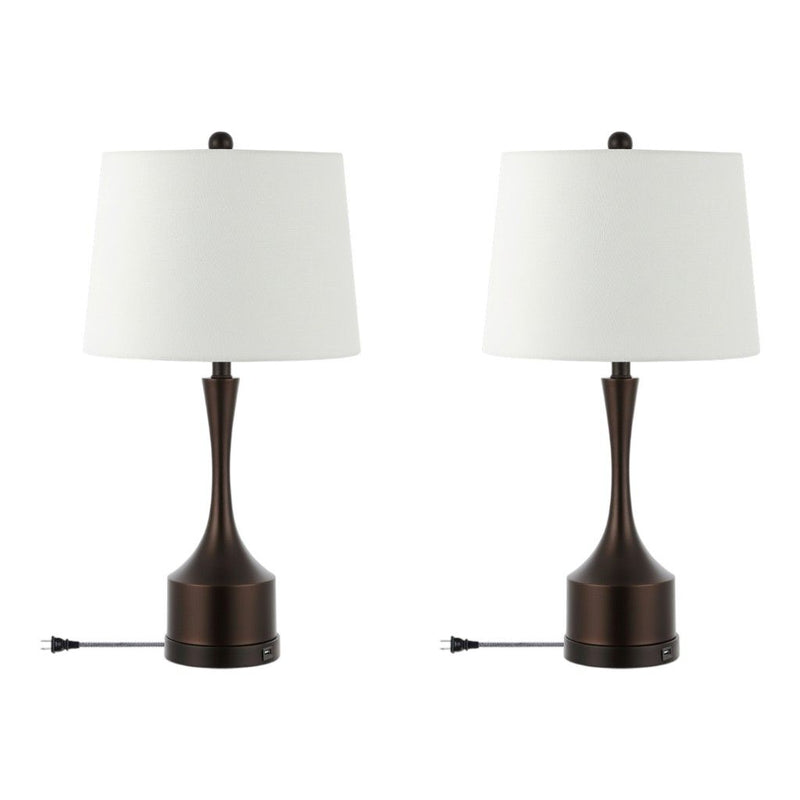 Novelty USB Table Lamps With Empire Shades (Set of 2) - Antiqued Bronze
