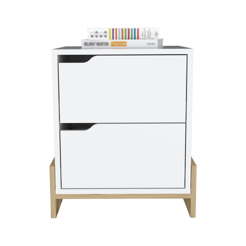 17" x 14.6" x 19.9" Two Drawer Nightstand - White