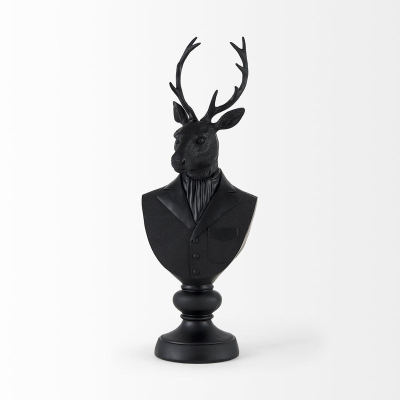 Poly Suited Deer Bust Tabletop Sculpture - Black