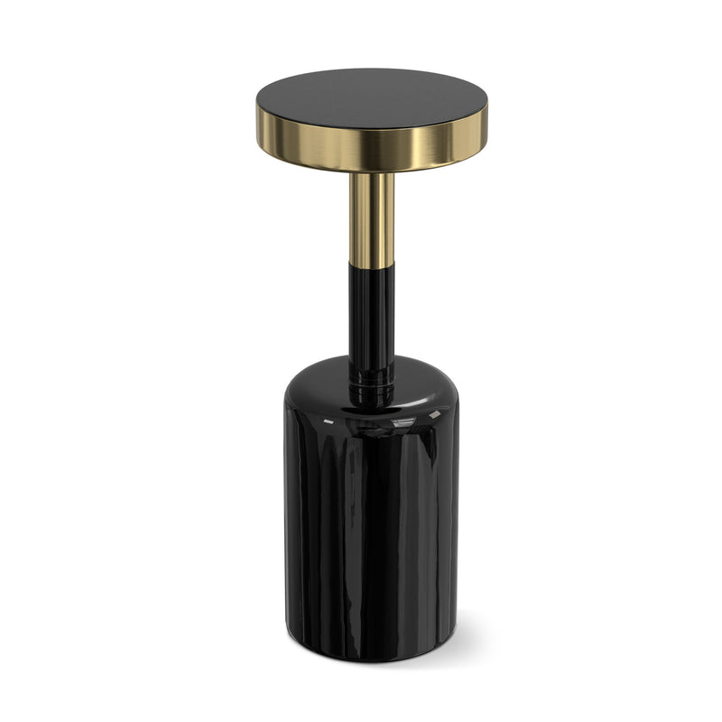 Metal Round End Table - Gold / Turquoise