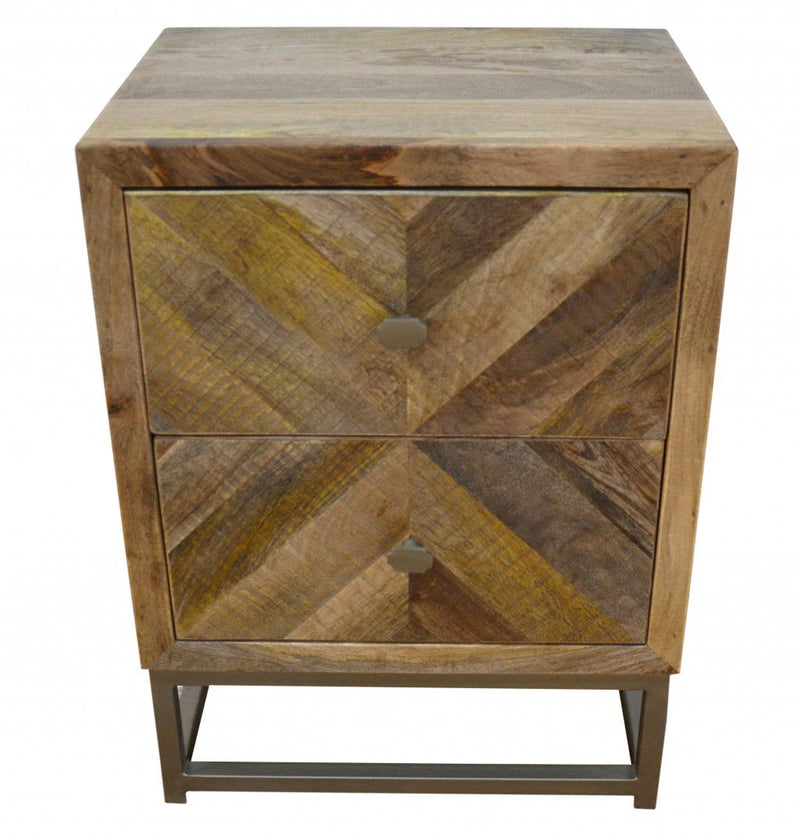 25" Two Drawer Nightstand - Natural