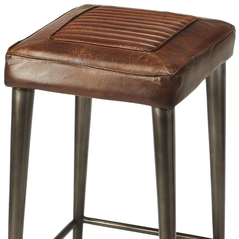 Iron Backless Counter Height Bar Chair - Brown / Gray