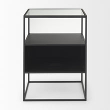 Load image into Gallery viewer, 21" Clear And Glass And Metal Square Frame End Table With Two Shelves - Black
