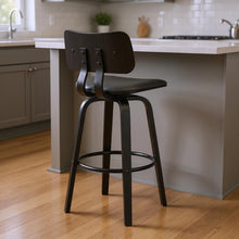 Load image into Gallery viewer, 26" Faux Leather Swivel Low Back Counter Height Bar Chair - Gray And Black
