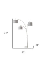 Load image into Gallery viewer, Three Light Adjustable LED Tree Floor Lamp With Gray Drum Shade - White

