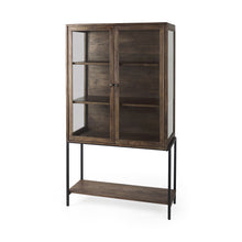 Load image into Gallery viewer, 36" Solid Wood And Metal Display Cabinet With Two Doors - Brown
