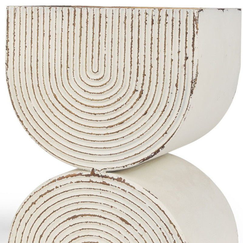 Geometric Rectangular Pot Planters (Set of 2) - Gold / Off White