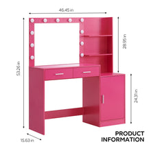 Load image into Gallery viewer, Vanity Desk With Mirror And Lights, 46.4In Dressing Table With 2 Large Drawer &amp; Large Vertical Organizer, 3 Level Dresser &amp; 3 Lighting Modes Adjustable Brightness, Suitable For Bedroom
