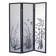 Load image into Gallery viewer, Folding Three Panel Screen Room Divider (469141) - Black / White
