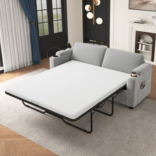 Load image into Gallery viewer, Corduroy Sleeper Sofa Loveseat Sofa With Full Size Mattress, 2 USB Ports, 2 Cup Holders, 2 Side Pockets And Phone Holder
