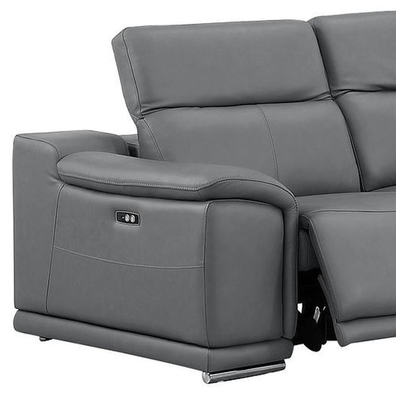 Leather Modular L Shaped Five Piece Corner Sectional - Battleship Gray