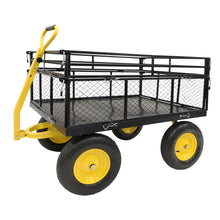Load image into Gallery viewer, Steel Garden Cart, Heavy Duty 1400 Lbs Capacity, With Removable Mesh Sides To Convert Into Flatbed, Utility Metal Wagon With 2-In-1 Handle And 16 In Tires, Perfect For Garden, Farm, Yard - Black
