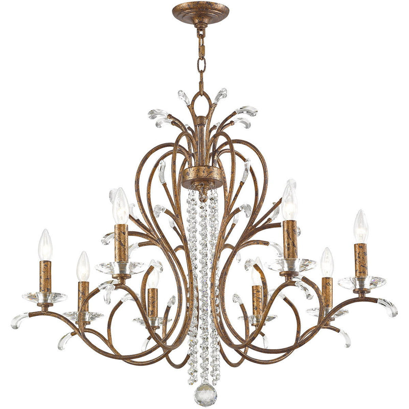 28'' Eight Light Dimmable Chandelier With Shades - Bronze