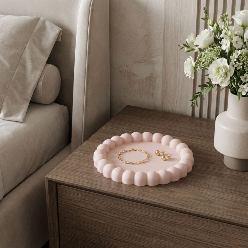 6" Resin Handmade Round Trinket Tray - Pale Pink