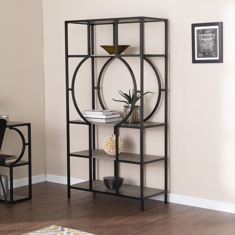 Open Back Four Tier Bookcase With Frame - Black