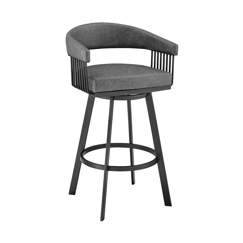 29" Iron Swivel Low Back Bar Height Bar Chair - Gray And Black