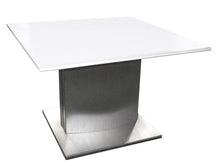 Load image into Gallery viewer, 22" Marble And Metal Square Pedestal End Table - Silver And White
