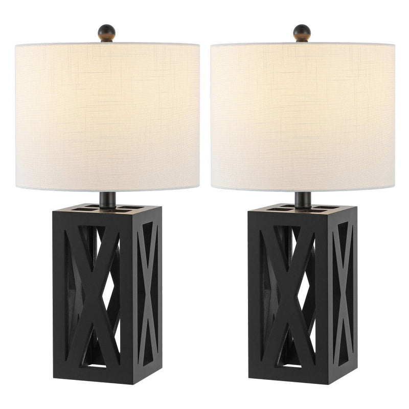 Table Lamps LED With Drum Shades (Set of 2) - Black