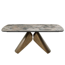 Load image into Gallery viewer, Malika - Ceramic Top Dining Table - Gray &amp; Copper Cross Brushed
