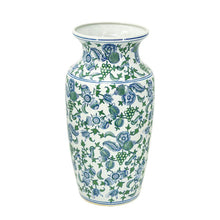 Load image into Gallery viewer, Chinoiserie Porcelain Table Vase - White / Green / White
